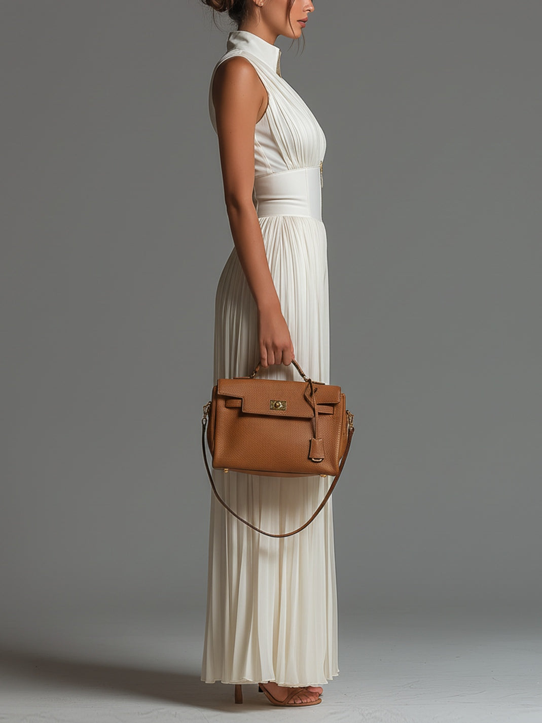 Sofia Jumpsuit – White Pleated Chiffon