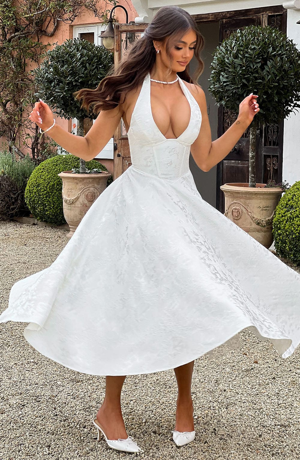 Clara | Women Wedding Guest Halter Midi Dress