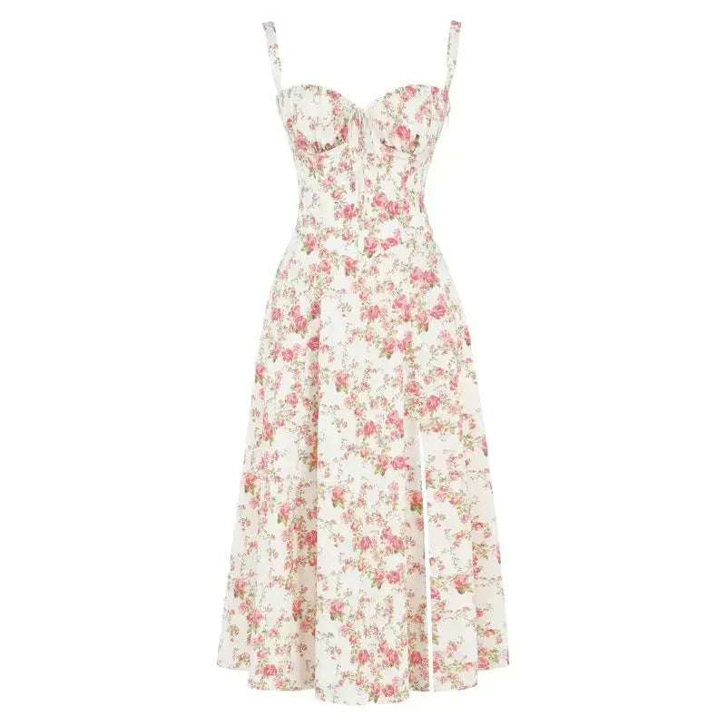 Bonnie | Floral Chic Corset Midi Dress