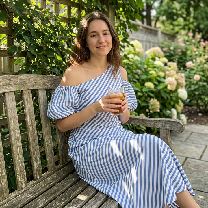 👗 LIMITED-TIME 50% OFF! ✨ Women's Striped Off Shoulder Dress – Elegant, Flowy, Summer Chic 🌊